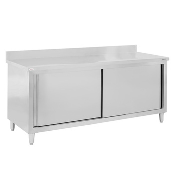 Stół ze stali nierdzewnej przyścienny z szafką Mega-M S-200 cm G-70 cm H-85 cm N