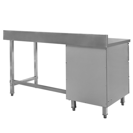 Stół gastronomiczny ze stali nierdzewnej przyścienny z blokiem szuflad po lewej stronie Mega-M 180x70x85 cm