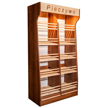 Regał na pieczywo Mega-M T H-200cm L-100cm G-50cm plexi oświetlenie LED orzech eco N