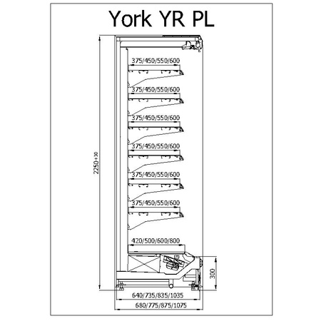 REGAŁ CHŁODNICZY YORK PLUS R-1 YR PL 250/80 ( REGAŁ PODWYŻSZONY) JUKA