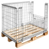 Gitterbox nadstawka paletowa z obramowaniem S-120 cm G-80 cm H-90 cm oczko 6x10 cm otwierany obustronnie ocynk N