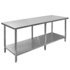 Stół ze stali nierdzewnej centralny z półką i 6 nogami Mega-M S-220 cm G-60 cm H-85 cm N