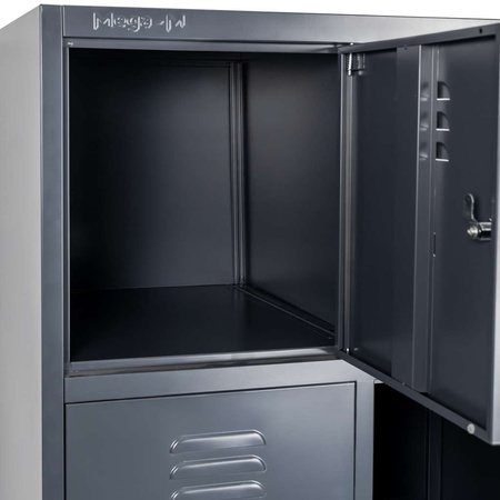 Szafka skrytkowa BHP Mega-M J-80/8 8 drzwiowa grafitowa S-80 cm G-50 cm H-180 cm skręcana N
