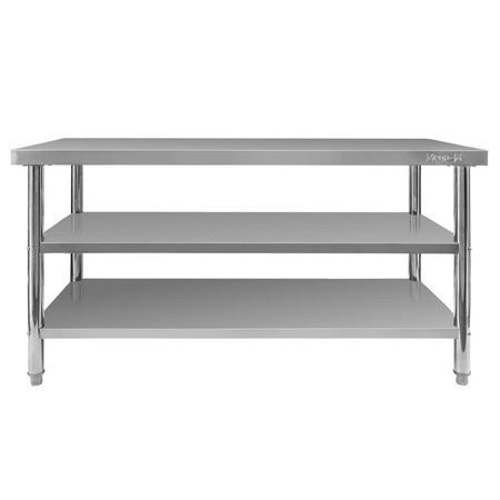 Stół ze stali nierdzewnej centralny z 2-półkami Mega-M X STANDARD S-160 cm G-60 cm H-85 cm N