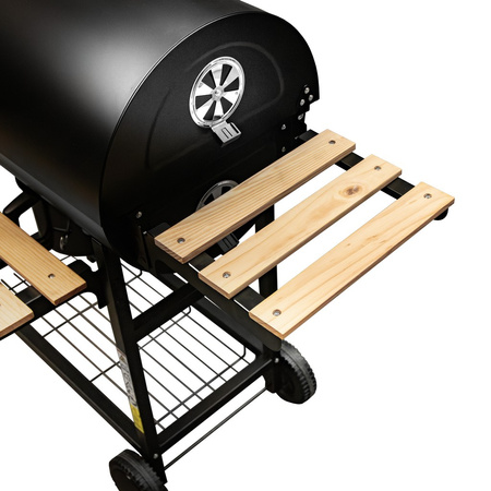 Grill ogrodowy węglowy beczka Mega-M 2 x stolik boczny