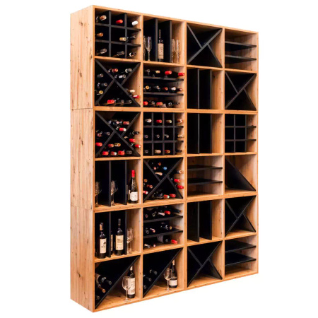 Moduł regału ozdobnego na wino/alkohole mocne Mega-M H-86 cm L-100 cm G-40 cm dąb artisan/czarny