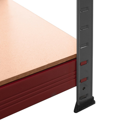 Regał magazynowy Mega-M BASIC PLUS H-180 cm L-120 cm G- 45 cm 5 półek z MDF 6.8 mm 275 kg grafitowo-czerwony