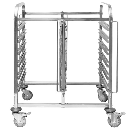 Wózek transportowy ze stali nierdzewnej  podwójny na pojemniki GN 12- półek Mega-M S-74 cm G-55 cm H-100 cm N