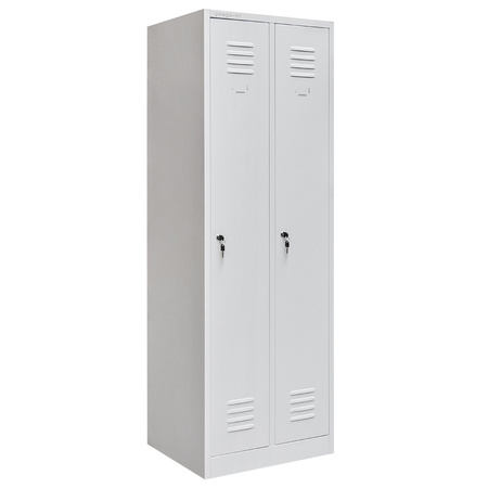 Szafka ubraniowa BHP Mega-M J-60 2 drzwiowa szara S-60 cm G-50 cm H-180 cm skręcana N