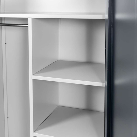 Szafa gospodarcza socjalna Mega-M 2-drzwiowa z półkami S-90 cm szara grafitowy front