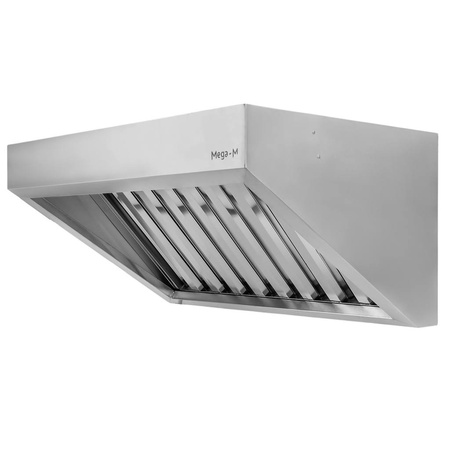 Okap gastronomiczny skośny ze stali nierdzewnej Mega-M S-100 cm G-100 cm H-50 cm N