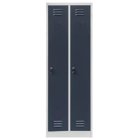 Szafka ubraniowa BHP Mega-M J-60 2 drzwiowa szara/ grafitowy front  S-60 cm G-50 cm H-180 cm skręcana N