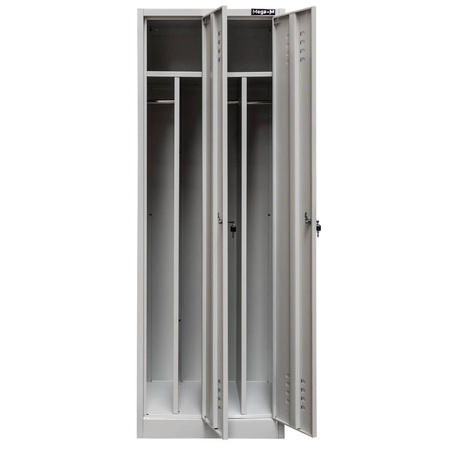 Szafka BHP ubraniowa Mega-M pracownicza 2-drzwiowa z przegrodami S-60 cm szara WYSYŁKA PALETOWA
