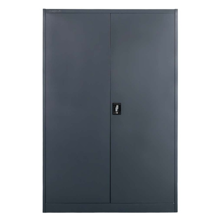 Szafa biurowa metalowa na dokumenty Mega-M pełne drzwi S-120 cm G-40 cm H-185 cm grafitowa