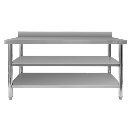 Stół ze stali nierdzewnej przyścienny z 2-ma półkami Mega-M X STANDARD S-160cm G-70 cm H-85 cm N