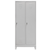 Szafka ubraniowa BHP Mega-M J-80 na podstawie z nóżkami  2 drzwiowa z przegrodami szara S-80 cm G-50 cm H-190 cm skręcana N