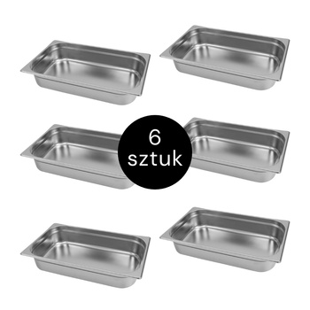 Pojemnik GN 1/1 ze stali nierdzewnej Mega-M 53×32,5×10 cm zestaw 6 szt.