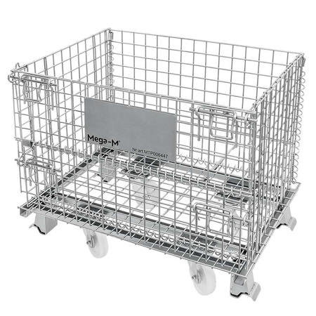 Pojemnik siatkowy gitterbox z kołami Mega-M 80x60x64 cm kosz metalowy składany