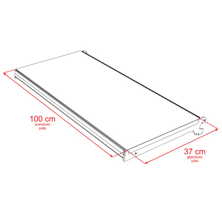 Regał sklepowy Mega-M Merkury przyścienny H-210 cm L-103 cm G-47 cm moduł bazowy grafitowy