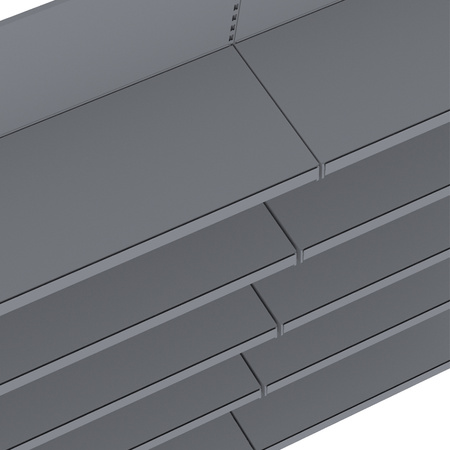 Regał sklepowy Mega-M Merkury dwustronny H-210 cm L-100 cm G-2x47/8x37 cm (GC-102 cm) grafit moduł bazowy N