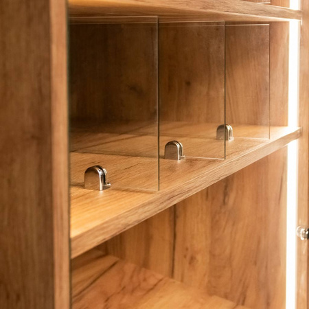 Witryna sklepowa na cukierki i ciastka oświetlenie LED Mega-M H-180 cm L-80 cm G-50 cm dąb kraft