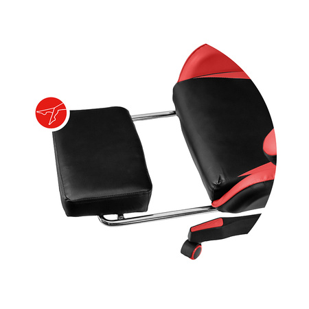 Fotel obrotowy gamingowy z podnóżkiem Mega-M eko skóra czarno-czerwony N