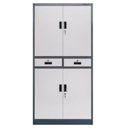 Szafa biurowa metalowa Mega-M WENUS W-04 na dokumenty z szufladami grafitowa / szary front S- 90 cm G- 40 cm H-185 cm skręcana N