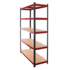 Regał magazynowy Mega-M BASIC PLUS H-180 cm L-120 cm G- 45 cm 5 półek z MDF 6.8 mm 275 kg grafitowo-czerwony