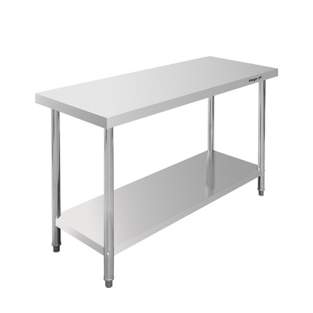 Stół ze stali nierdzewnej centralny z półką Mega-M STANDARD S-120 cm G-60 cm H-85 cm N