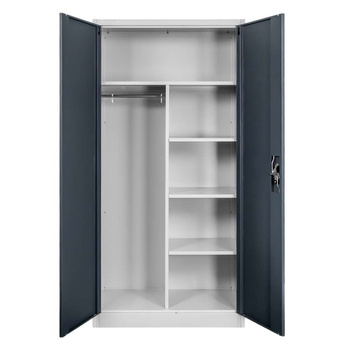 Szafa gospodarcza socjalna Mega-M 2-drzwiowa z półkami S-90 cm szara grafitowy front