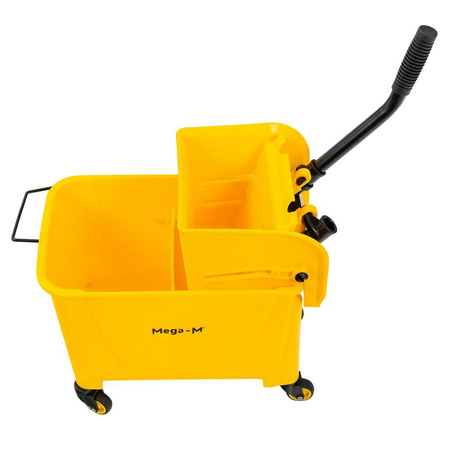 Wózek hotelowy do sprzątania Mega-M  jednowiaderkowy z prasą 20L żółty