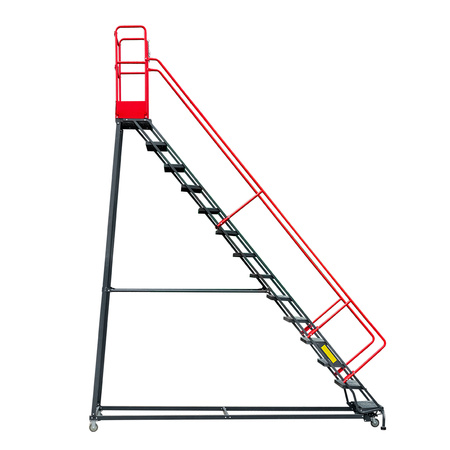 Drabina magazynowa przejezdna pomost magazynowy Mega-M H 357 cm 14 stopni