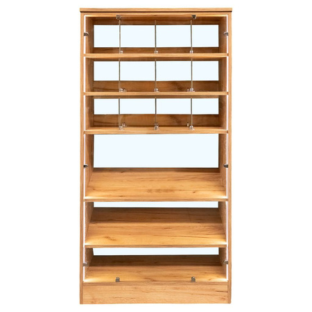 Witryna sklepowa na cukierki i ciastka oświetlenie LED Mega-M H-180 cm L-80 cm G-50 cm dąb kraft