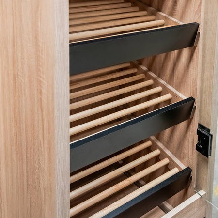 Regał na pieczywo z szybą Mega-M H-205 cm L-60 cm G-58 cm dąb sonoma