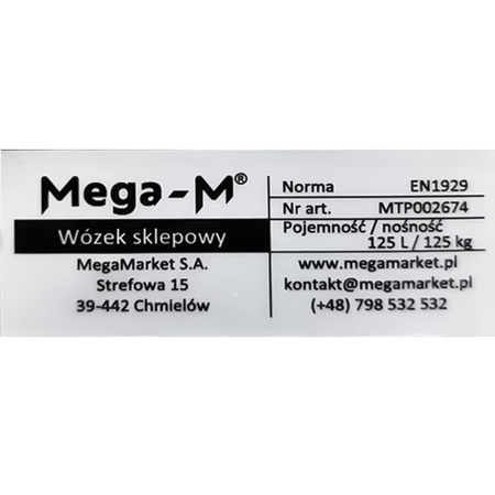 Wózek sklepowy Mega-M Y 125l S-54 cm (24 szt.) N