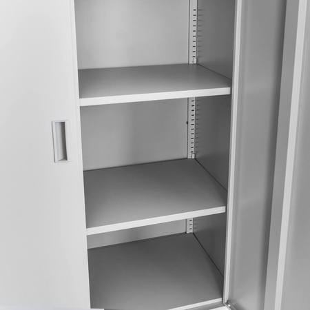 Szafa biurowa metalowa na akta Mega-M WENUS pełne drzwi 4 szuflady S-90 cm G-40 cm H-185 cm szara