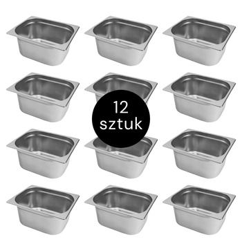 Pojemnik GN 1/2 ze stali nierdzewnej Mega-M 32,5×26,5x15cm zestaw 12 szt.