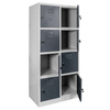 Szafka skrytkowa BHP Mega-M J-80/8 8 drzwiowa szara/ grafitowy front S-80 cm G-50 cm H-180 cm skręcana N