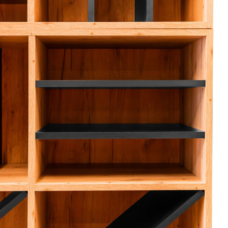 Moduł regału ozdobnego na wino/alkohole mocne Mega-M H-86 cm L-100 cm G-40 cm dąb artisan/czarny