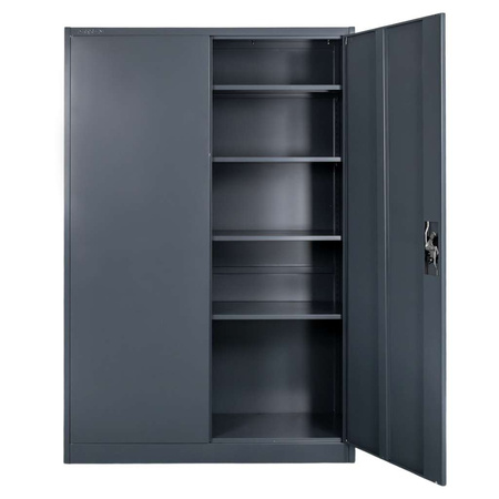 Szafa biurowa metalowa na dokumenty Mega-M pełne drzwi S-120 cm G-40 cm H-185 cm grafitowa