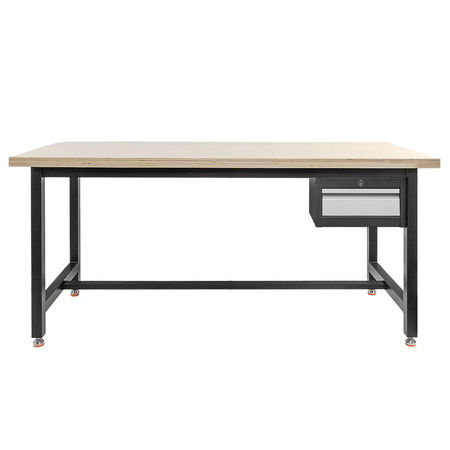 Stół warsztatowy Mega-M S-180 cm  + szafka 1 szuflada system 01 grafit/front szary N