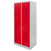 Szafka ubraniowa BHP Mega-M J-80 2 drzwiowa z przegrodami szara/ czerwony front S-80 cm G-50 cm H-180 cm skręcana (wysyłka paletowa) N