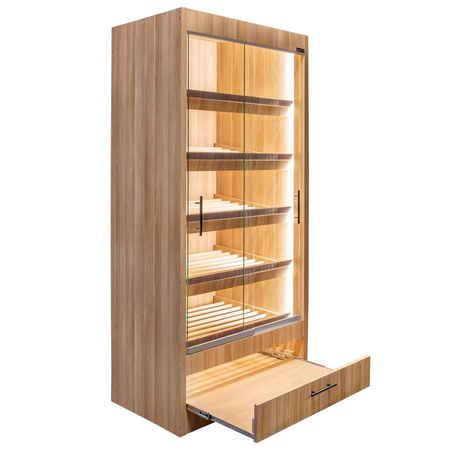 Regał na pieczywo z szybą Mega-M H-205 cm L-100 cm G-58 cm dąb amerykański