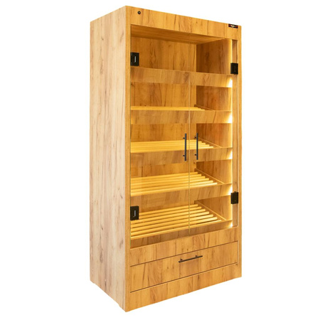 Regał na pieczywo z szybą Mega-M H-205 cm L-100 cm G-58 cm dąb kraft