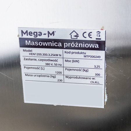 Masownica próżniowa Mega-M HEN1200.300.3,25kW N