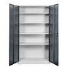 Szafa biurowa metalowa na dokumenty Mega-M pełne drzwi S-100 cm G-40 cm H-185 cm szara grafitowy front