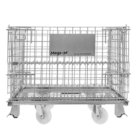 Pojemnik siatkowy gitterbox z kołami Mega-M 80x60x64 cm kosz metalowy składany