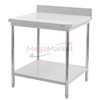 Stół gastronomiczny ze stali nierdzewnej przyścienny z półką i rantem Mega-M 80x70x85 cm