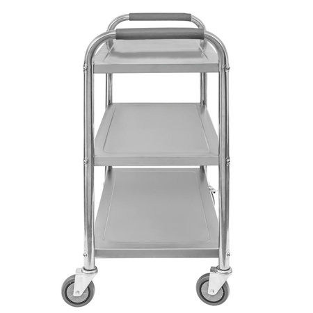 Wózek kelnerski ze stali nierdzewnej 3-półkowy Mega-M STANDARD S-75 cm G-40 cm H-90 cm N