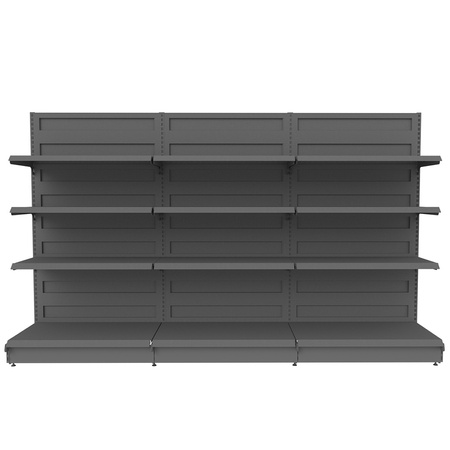 Regał sklepowy Mega-M Basic przyścienny H-225 cm L-303 cm antracyt